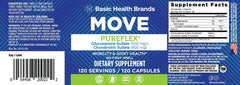 Basic Brands Move Pureflex packaging box emphasizing USA-made quality.
