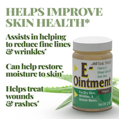 Basic Brands Vitamin E Ointment on hand applying shows non-greasy moisture benefits.