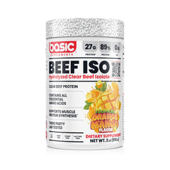 Basic Supplements hydrolyzed beef isolate canister front view highlighting high-protein content