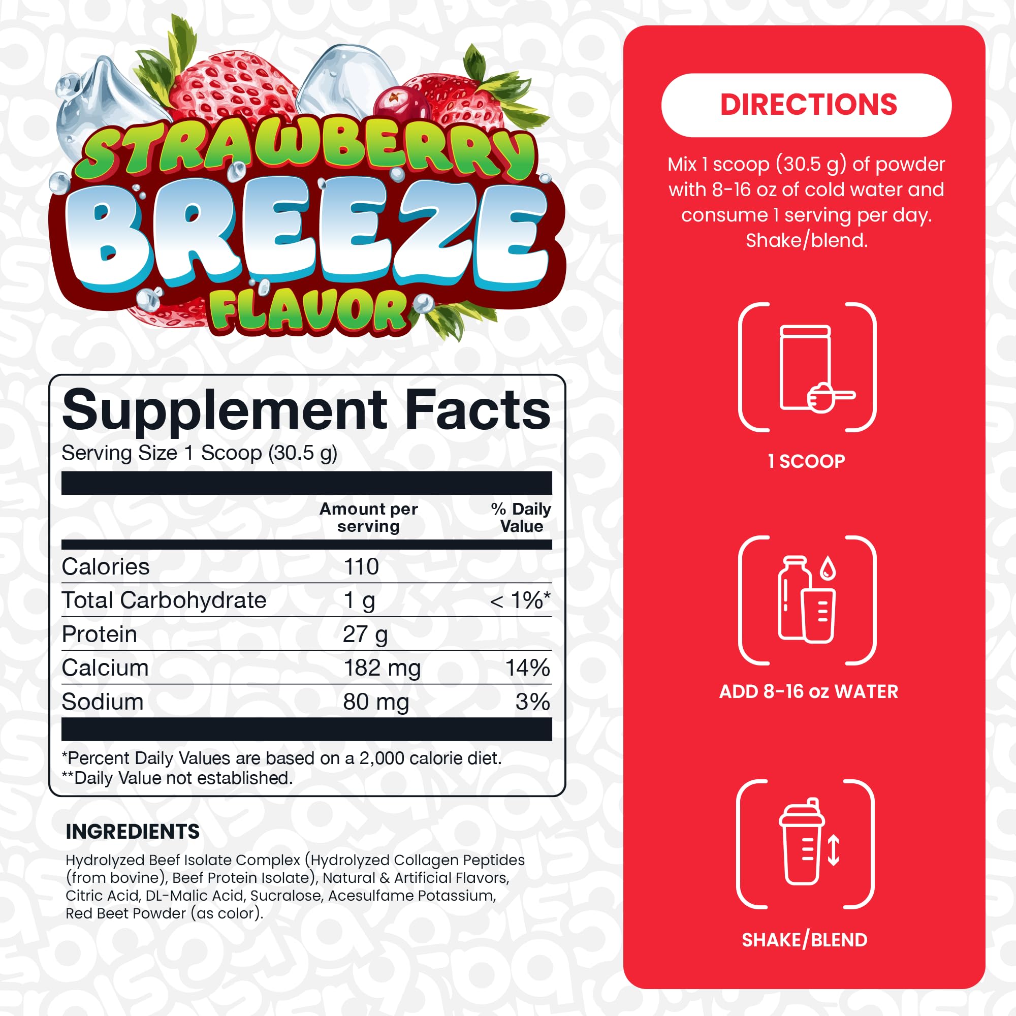 Basic Supplements Hydrolyzed Beef Isolate serving setup conveys dairy-free performance support
