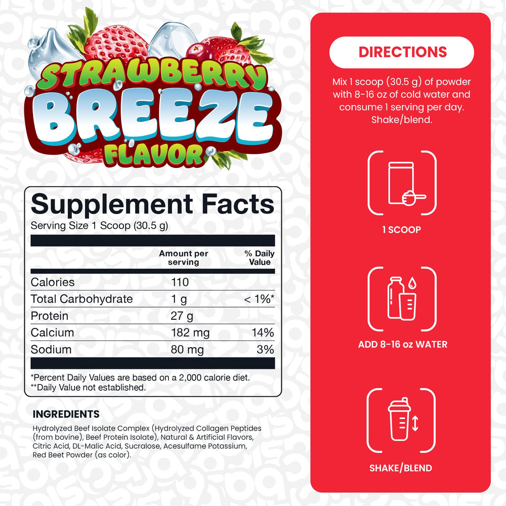Basic Supplements Hydrolyzed Beef Isolate serving setup conveys dairy-free performance support