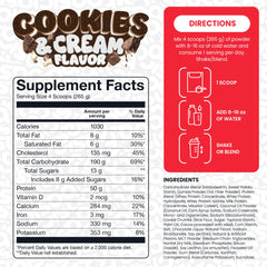 BASIC SUPPLEMENTS Mass Gainer powder poured into a shake glass for post-workout energy