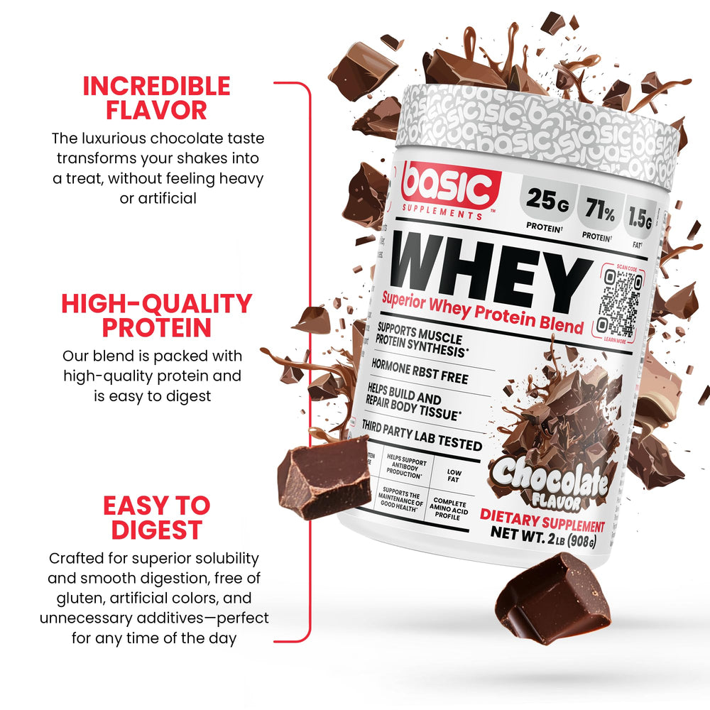 Shaker cup with BASIC SUPPLEMENTS whey shake showing smooth mixability