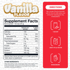 Basic Supplements Whey Protein Powder nutrition facts highlighting gluten-free and RBST-free formula.
