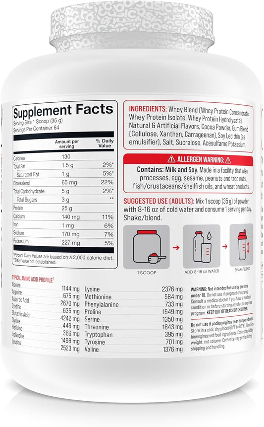 Basic Supplements Whey Protein scoop measures servings for post-workout fueling.