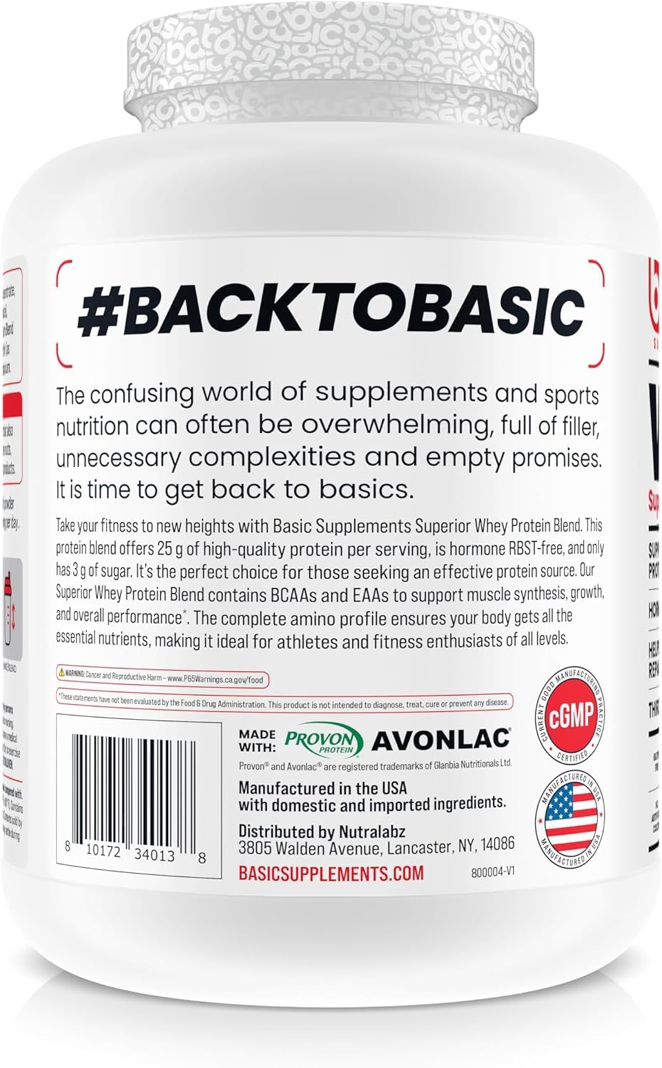 Basic Supplements Whey Protein shake glass shows a ready-to-drink post-workout option.