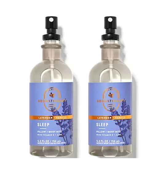 Bath and Body Works Aromatherapy Lavender Vanilla Pillow Mist bottle for nightly pillow spray