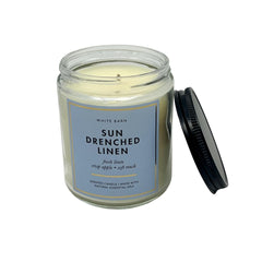 Bath & Body Works Sun Drenched Linen notes close-up points to Fresh Linen, Crisp Apple, Musk.