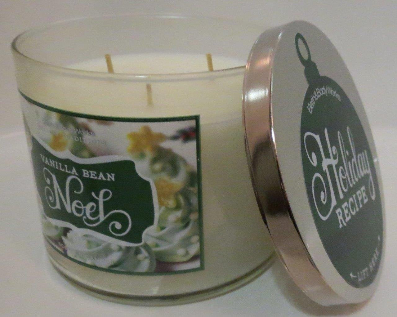 Bath & Body Works Vanilla Bean Noel 3-Wick Candle in 14.5 oz for cozy spaces.