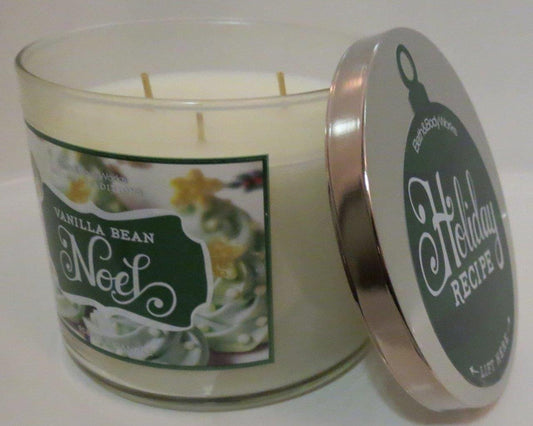 Bath & Body Works Vanilla Bean Noel 3-Wick Candle in 14.5 oz for cozy spaces.