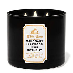 Bath & Body Works White Barn 3-Wick Candle Mahogany Teakwood pour for cozy evenings