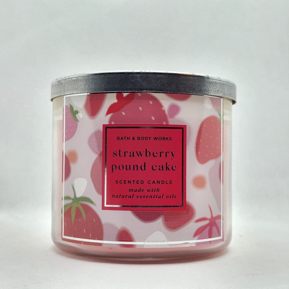 Bath & Body Works White Barn 3-Wick Candle Strawberry Pound Cake for a cozy home fragrance