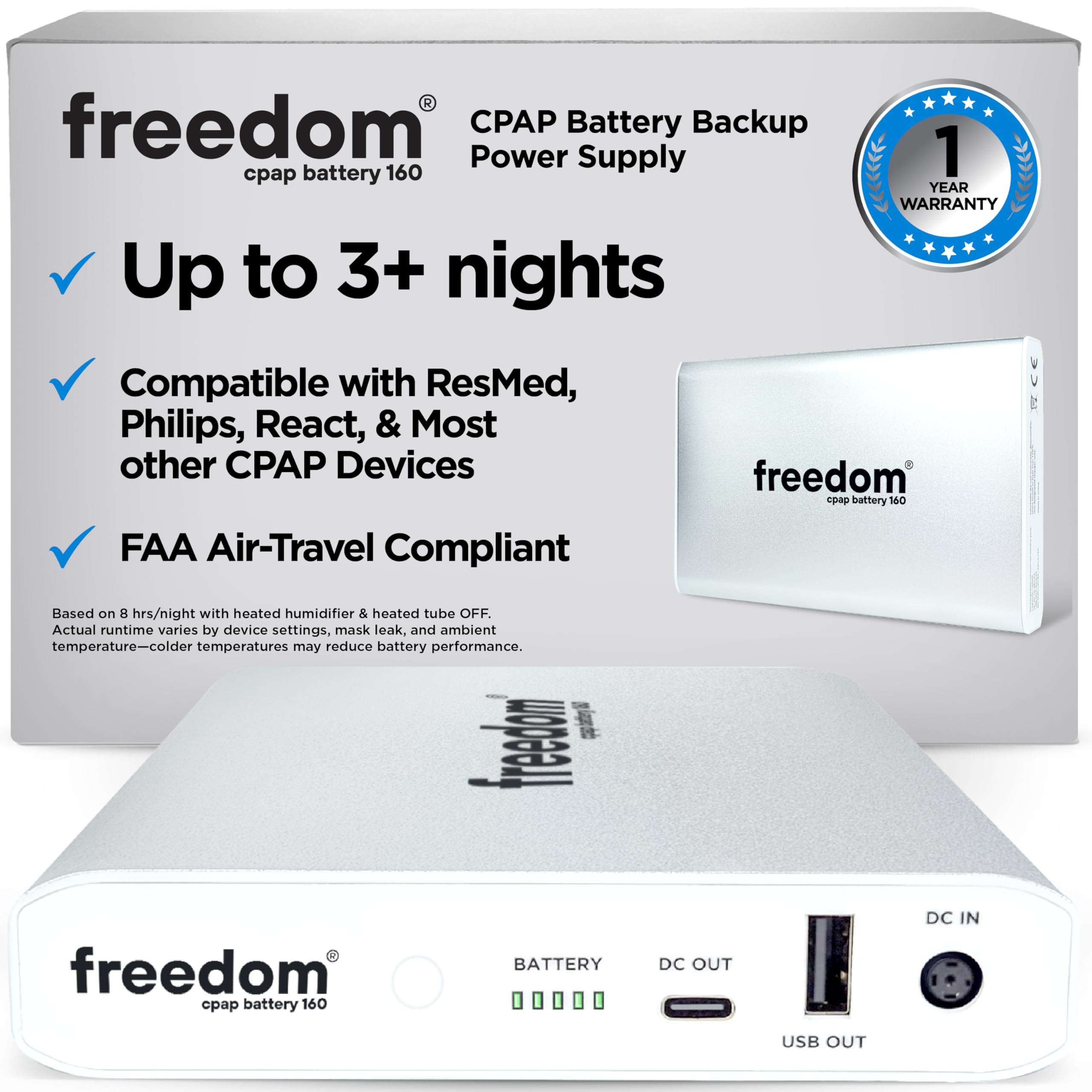 Battery Power Solutions Freedom CPAP 160Wh battery for extended travel power