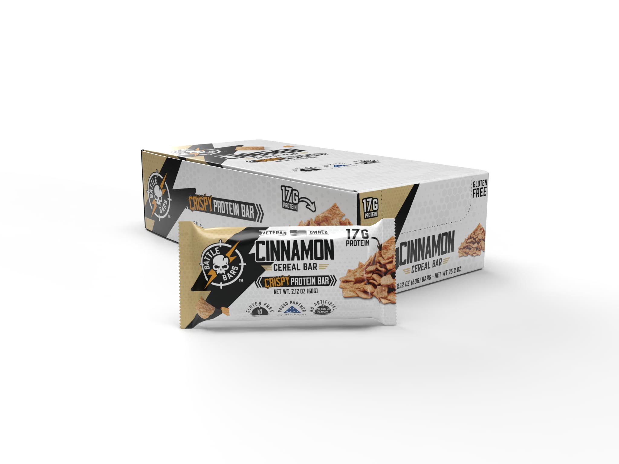Battle Bars 60g bar and 17g protein per serving for satisfying portions.
