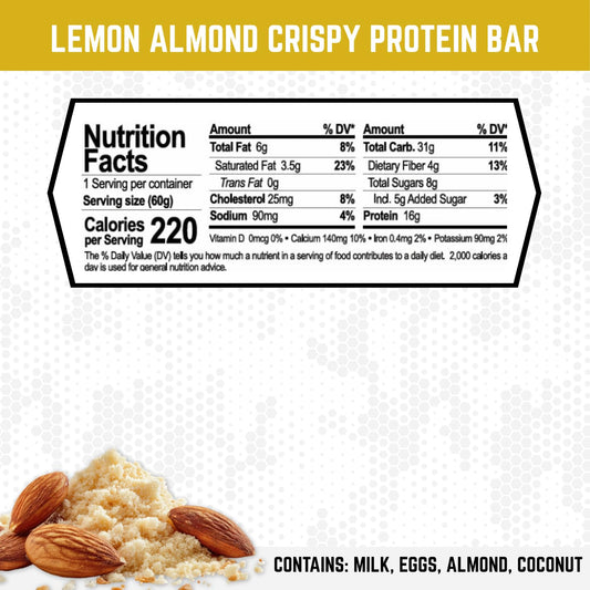 Battle Bars Lemon Almond bar crisp texture visible with almond crunch for a protein snack.