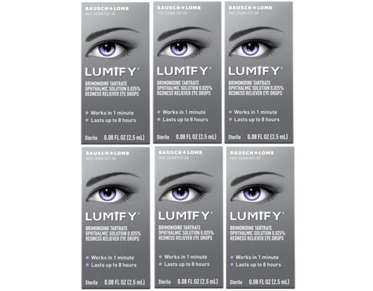 Bausch + Lomb Lumify eye drops bottle front view for fast redness relief.