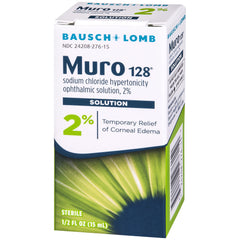 Bausch + Lomb Muro 128 sterile bottle drops enable clean hygienic application.