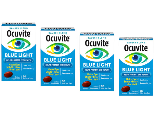 Bausch and Lomb Ocuvite Blue Light bottle supports daily eye health during screen use.