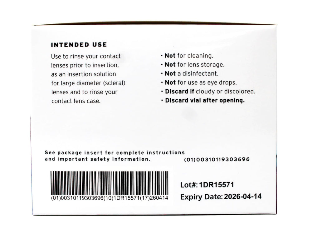 Travel-size ScleralFil saline for on-the-go lens cleaning.