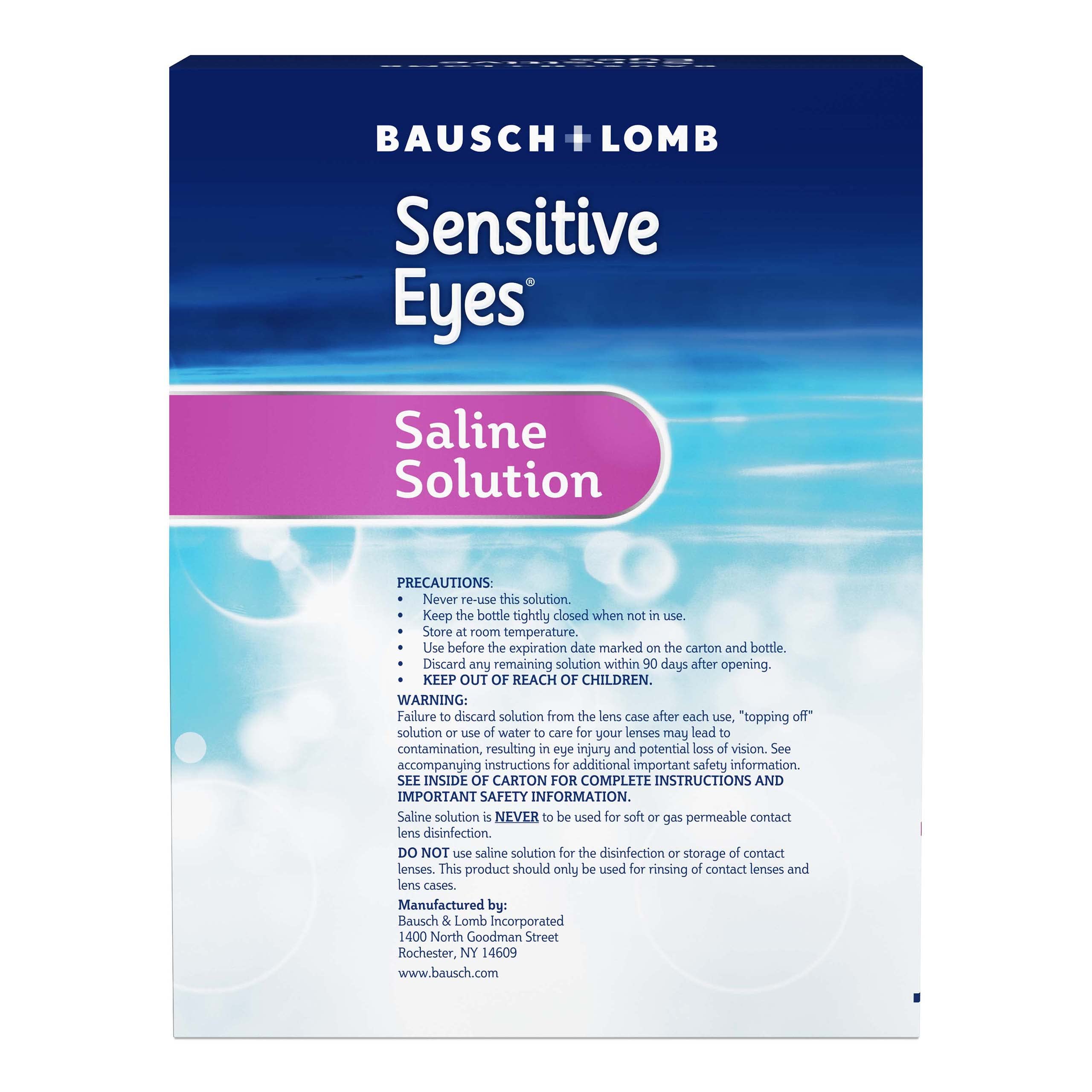 Bausch + Lomb Sensitive Eyes Plus saline case rinse keeps cases clean