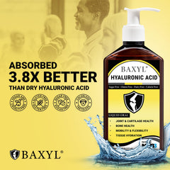 Pouring Baxyl liquid into a glass to illustrate rapid absorption.