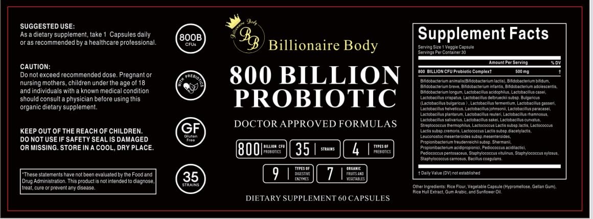 BB Billionaire Body Probiotics daily-use bottle suggests easy routine