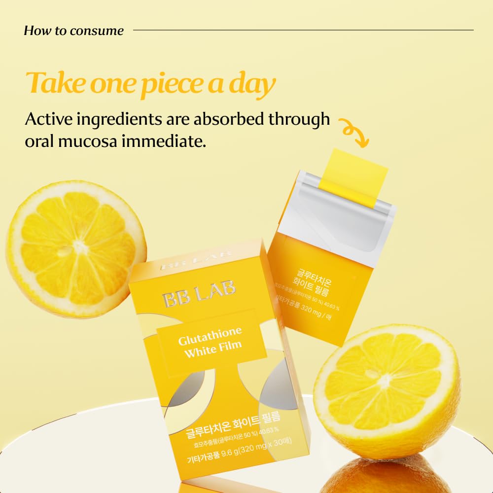 BB LAB Glutathione White Film enriched with Vitamin C for antioxidant synergy.