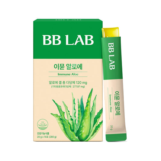 BB LAB Immune Aloe Jelly Stick pack shot highlighting convenient daily immune and digestive support.