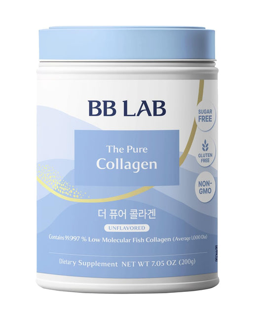 BB LAB Pure Collagen powder jar close-up for daily skin, hair, and nail support.