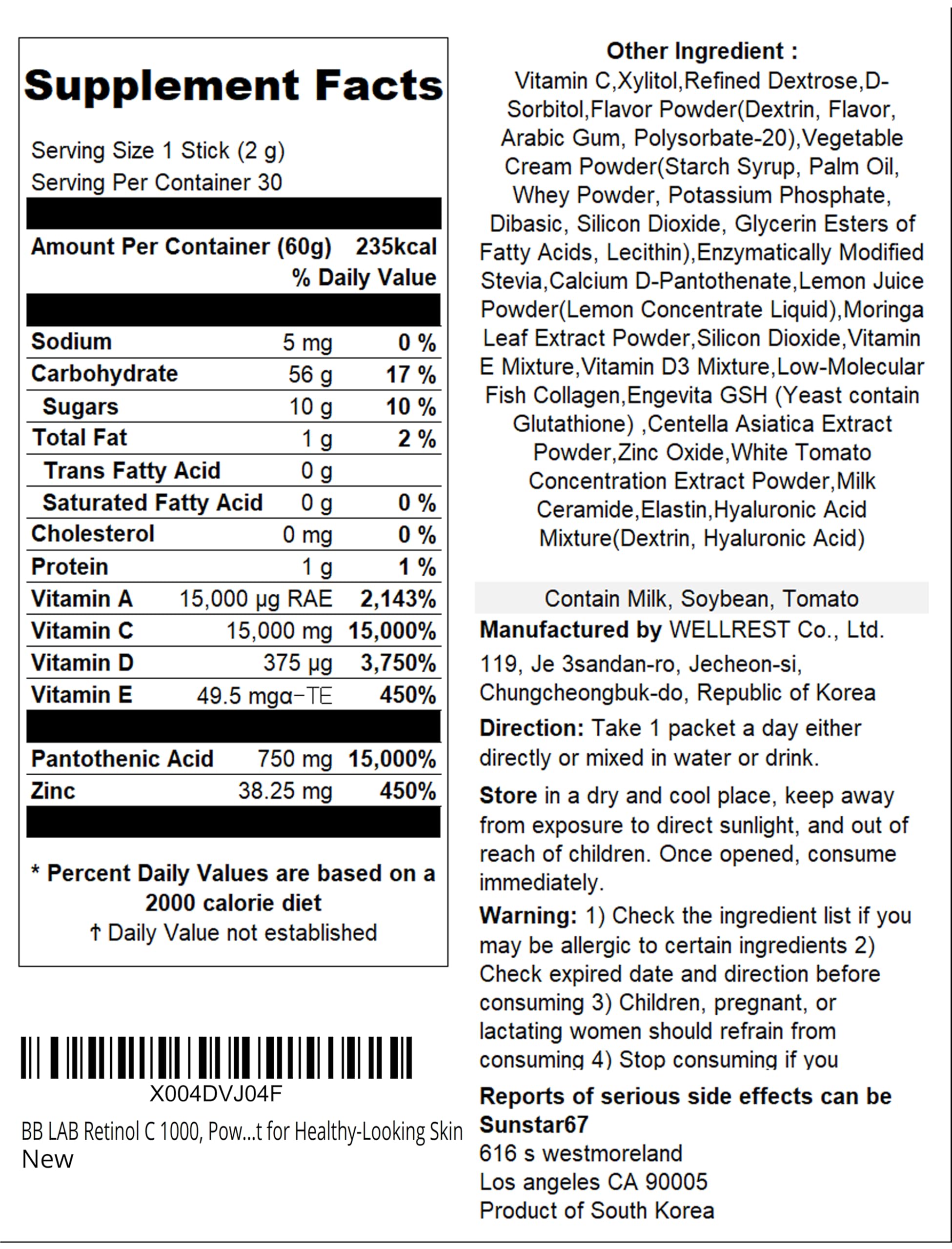 BB LAB Retinol C 1000 powder tub closeup highlighting vitamin E.