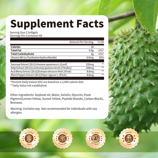 BBEEAAUU Soursop Graviola capsules pour for easy daily intake.