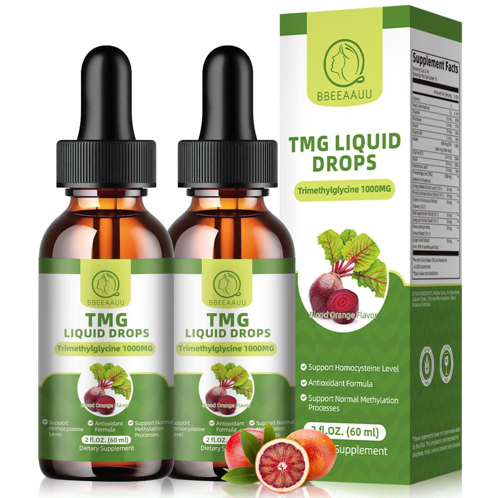 BBEEAAUU TMG bottle pour shows easy daily dosing for energy support.