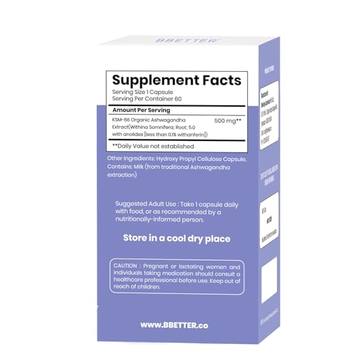 BBETTER Ashwagandha KSM-66 capsules close-up for easy daily use.