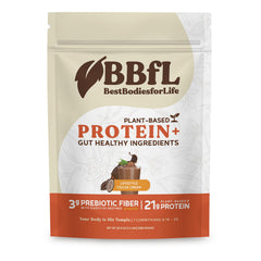 BBfL Plant-Based Protein Shake bottle showcases cocoa cream flavor for on-the-go nourishment