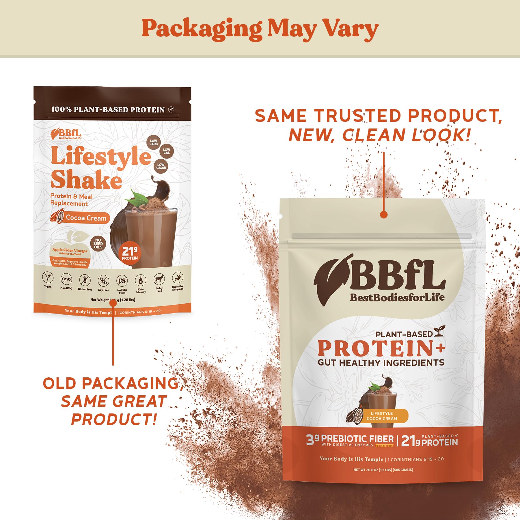 BBfL cocoa cream shake being poured, highlighting convenient protein for workout recovery