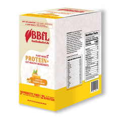 BBfL Plant-Based Protein Shake turmeric-cream bottle showcases convenient all-in-one nutrition for daily workouts.