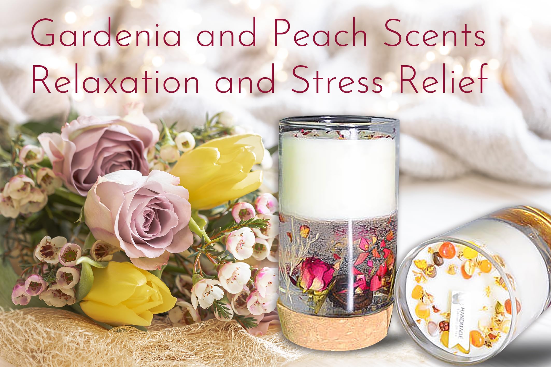 BBJohn Crystal Candle Set shows healing crystals embedded for decorative energy