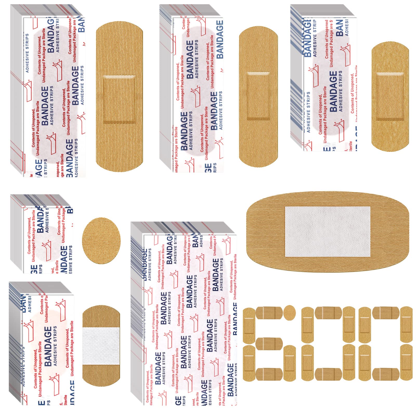 BBTO fingertip bandages mixed sizes close-up for convenient wound care