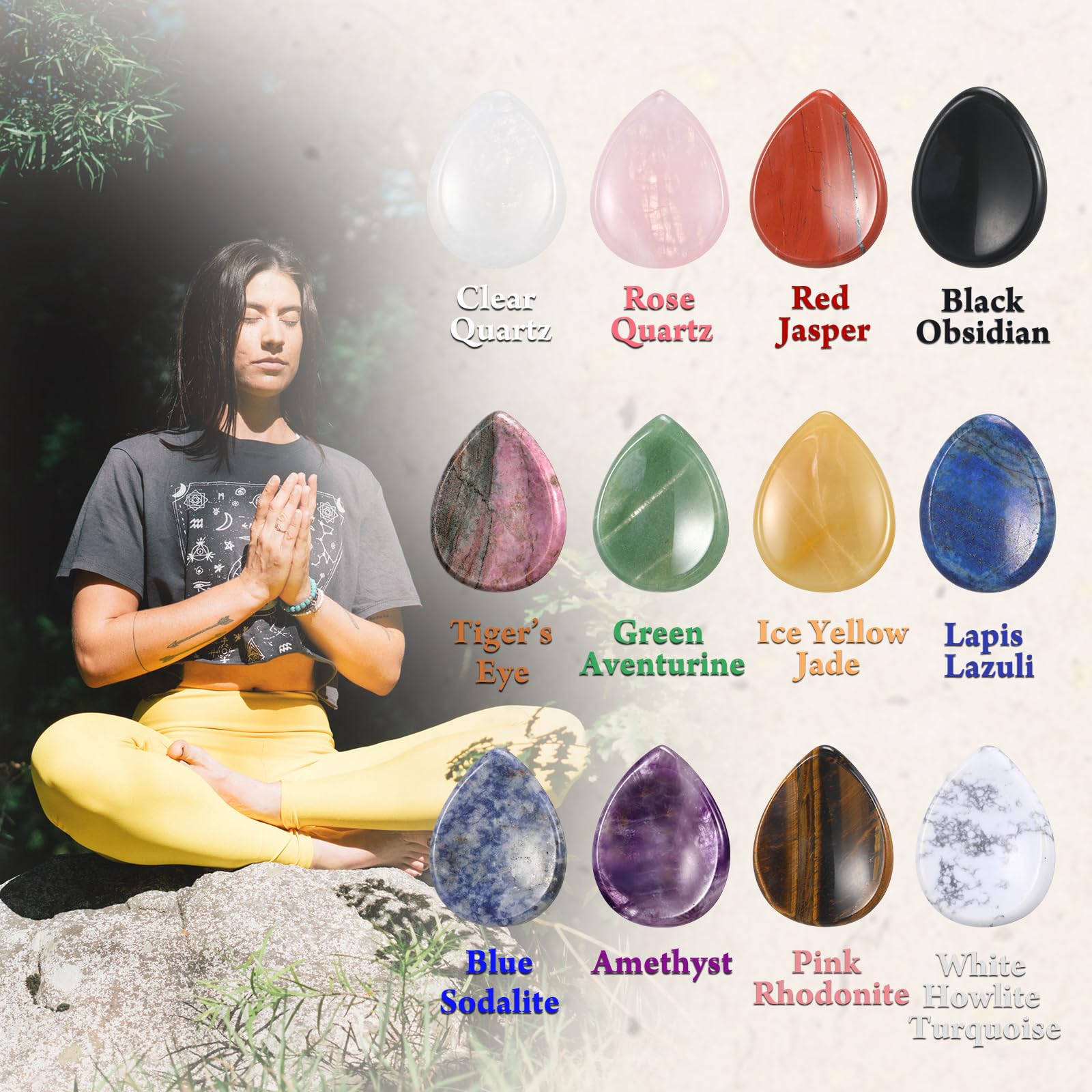 BBTO worry stone black obsidian teardrop for pocket relief