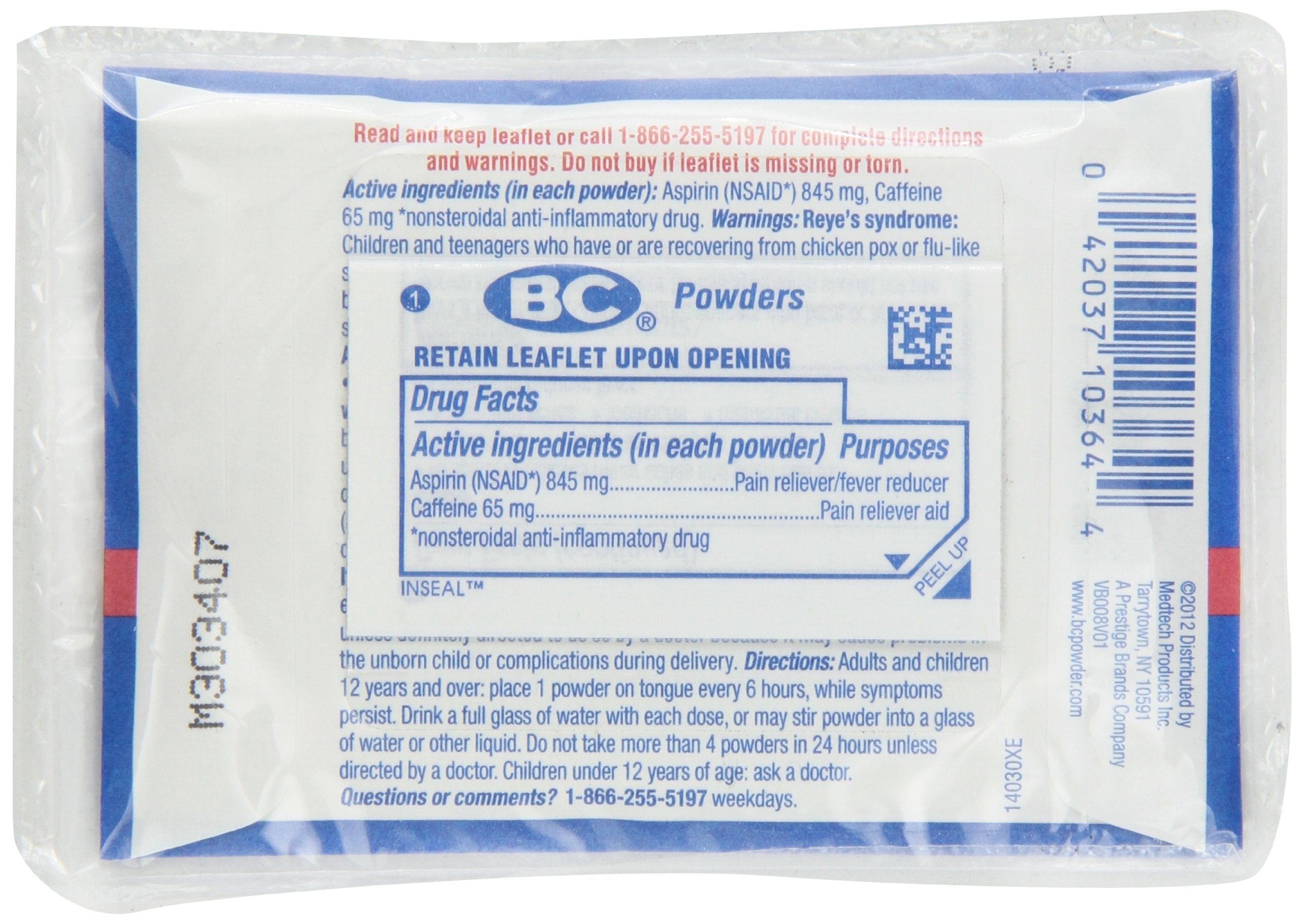 BC Aspirin powder dissolving in water for fast, soothing symptom relief