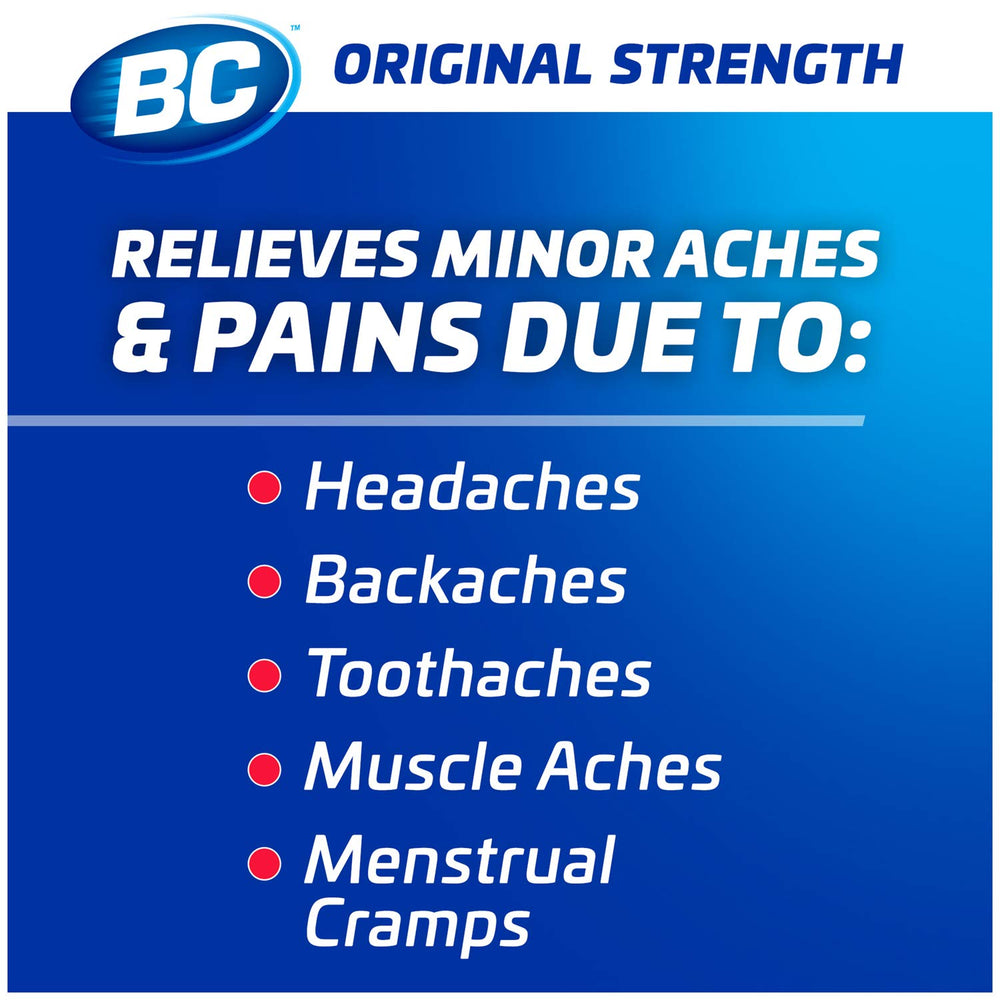 BC Powder Original on-the-go packaging ready with a beverage.
