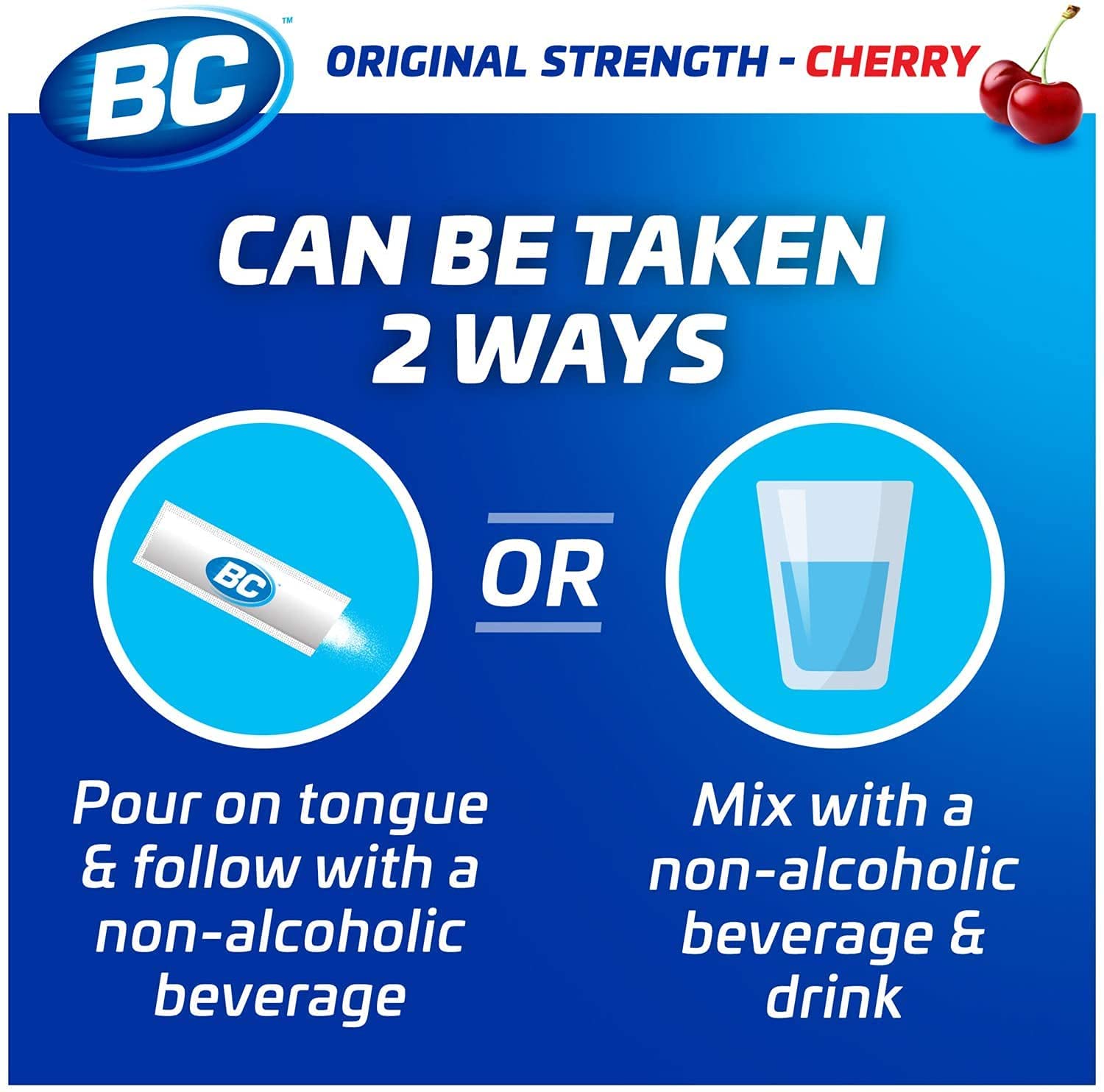 Close-up of BC Powder Original Strength stick pack for on-the-go use