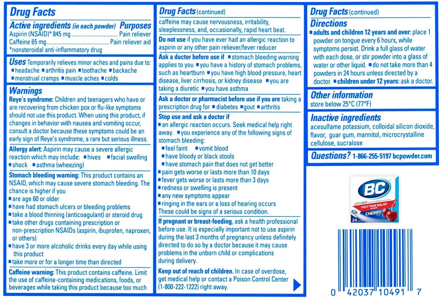 BC Powder Sinus Pain & Congestion packs support breathing comfort