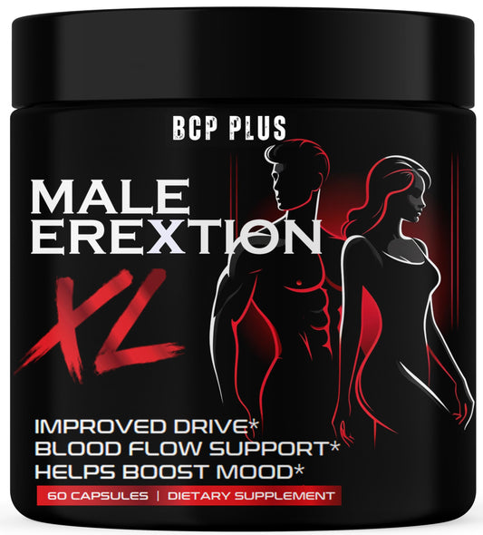 BCP PLUS MalePlus Performance bottle showing label and natural ingredients.