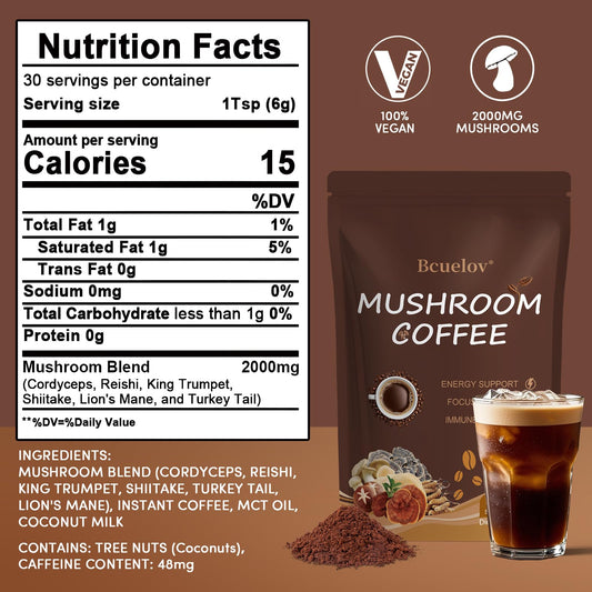 Bcuelov mushroom coffee scoop ready for quick, instant drinks