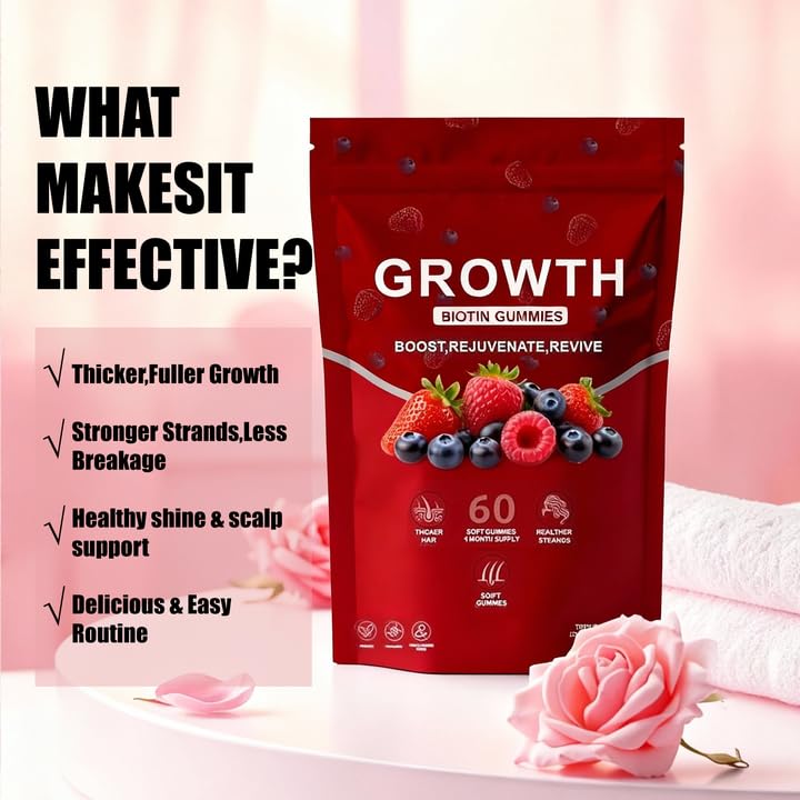 BDQBDQ Lumin gummies closeup highlighting strawberry flavor for daily hair, skin, nails.