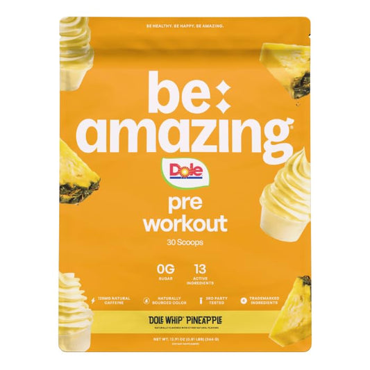 BE AMAZING pre-workout bottle pour for smooth blending before training.