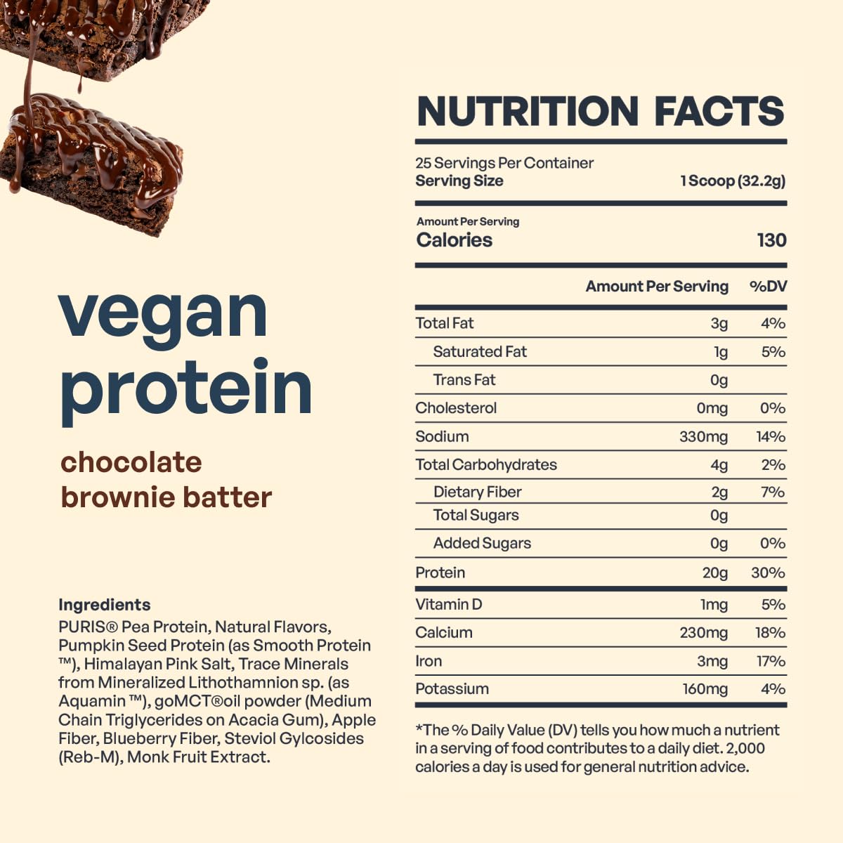 BE AMAZING chocolate brownie batter flavor, no added sugar claim