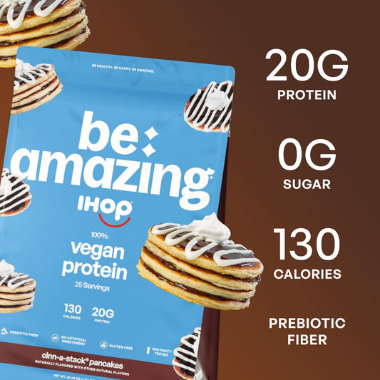 BE AMAZING vegan protein powder scoop ready to mix a smooth shake.