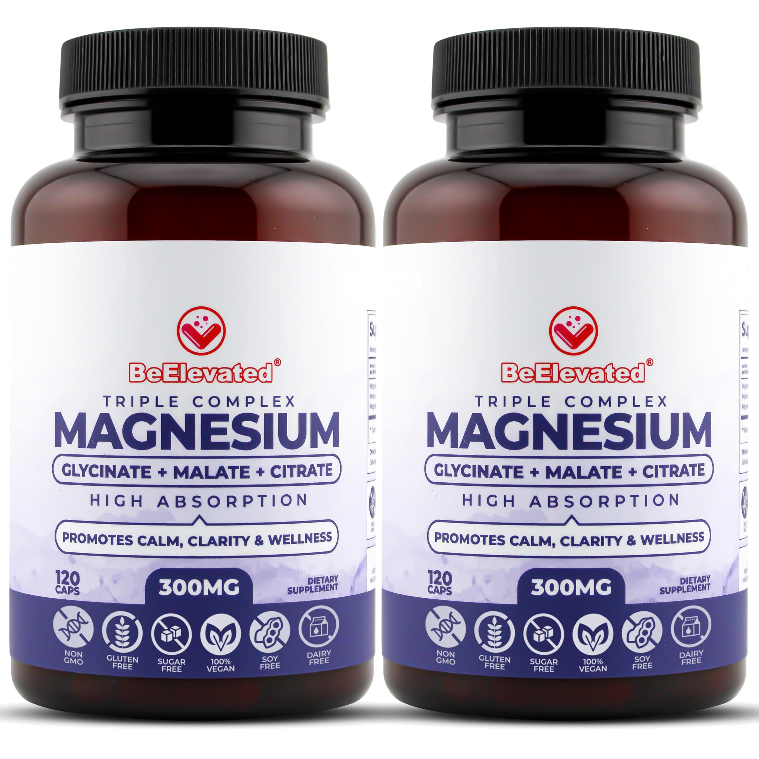 BeElevated Triple Magnesium bottle displayed for daily relaxation and well‑being